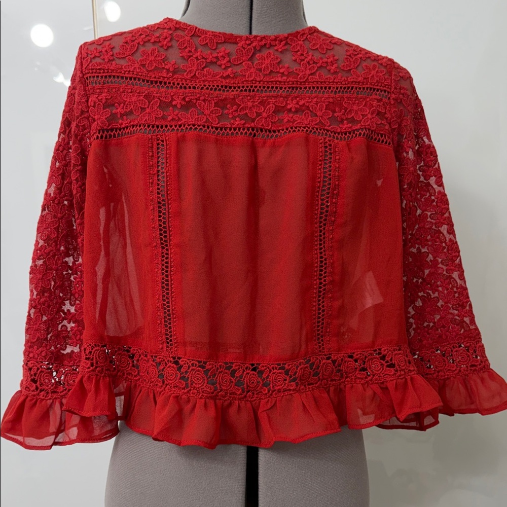 Silvian Heach Elegant Red Lace Women's Top xs
